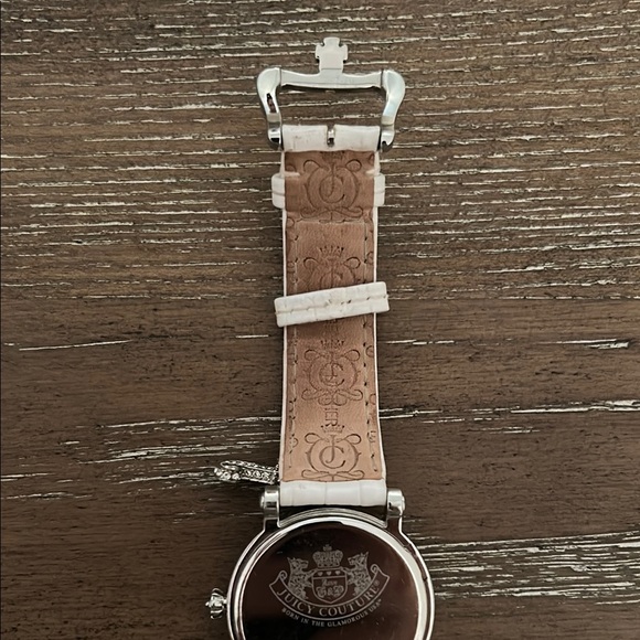 White Croc-Embossed Watch with Charm